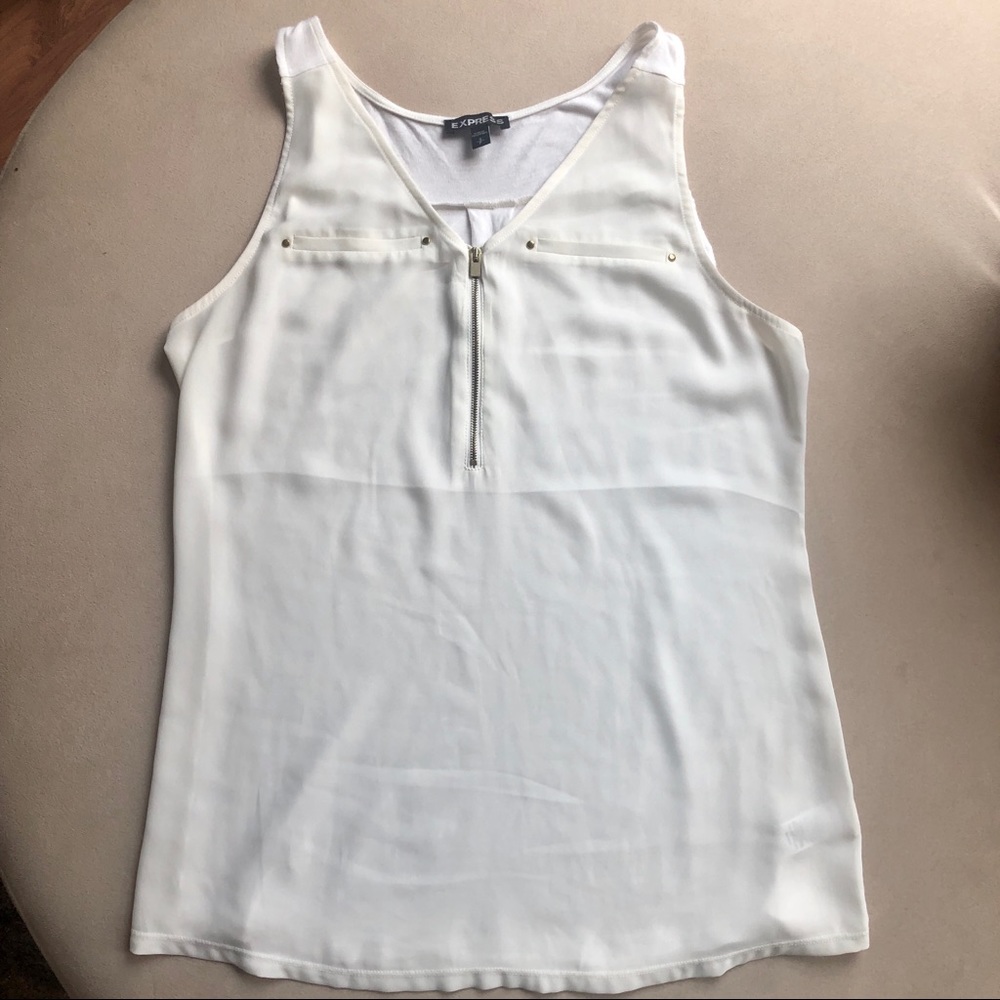 Express Sleeveless Zip Front Ivory Blouse Tank S